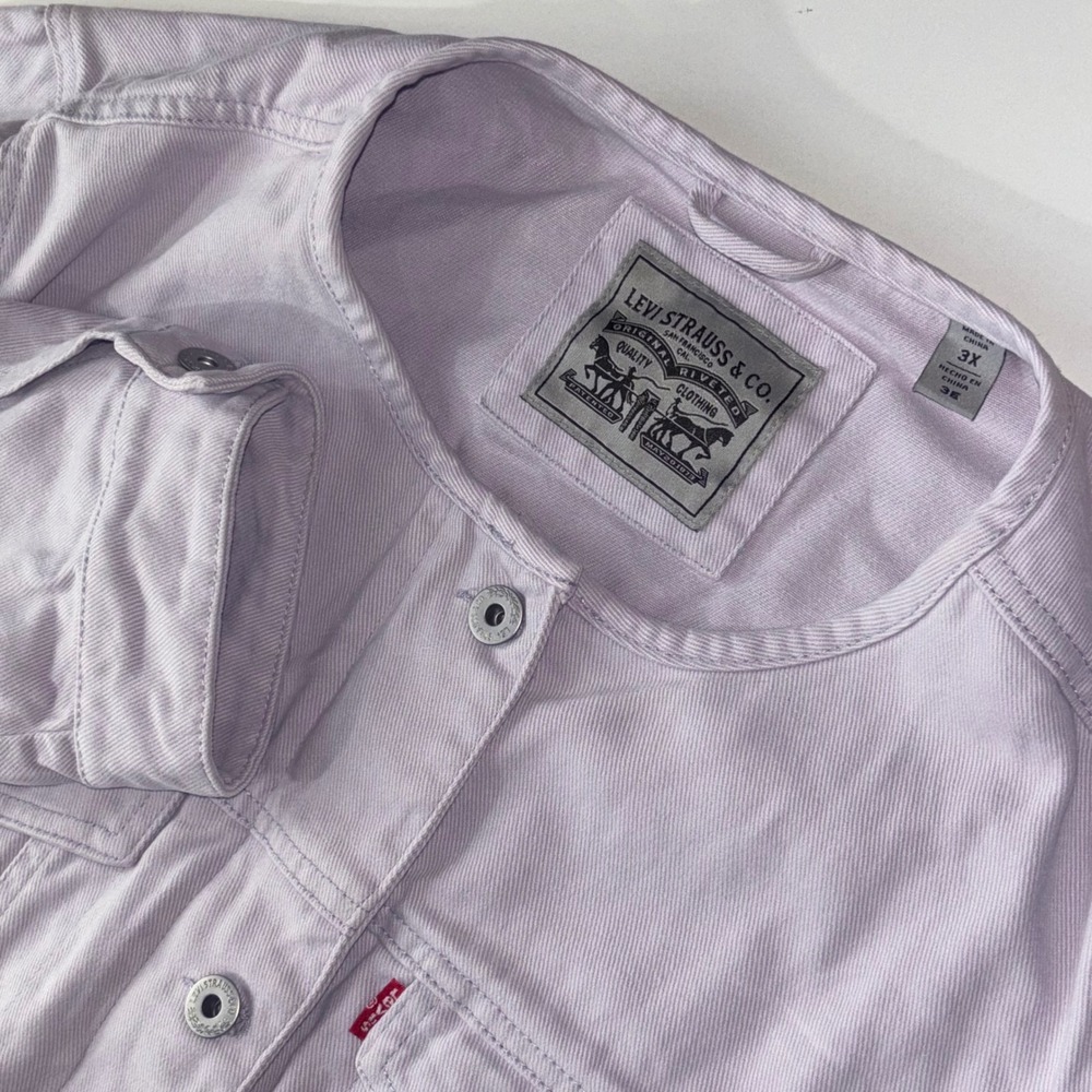 Levi's Women's 3X Lavender Dip Collarless Trucker Jacket Purple Denim Cotton